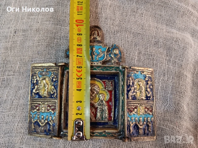 Старинна  руска царска  икона-триптих от XIX  век, снимка 9 - Антикварни и старинни предмети - 50998481