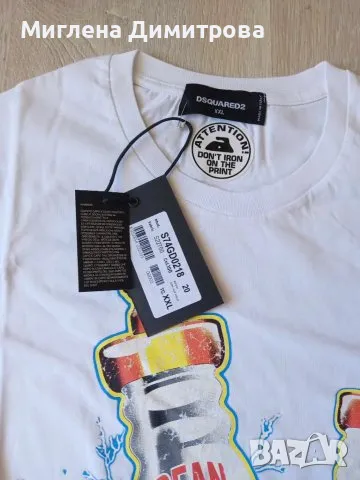 Мъжка памучна тениска DSQUARED2 WHITE размер 2XL, снимка 3 - Тениски - 50401528