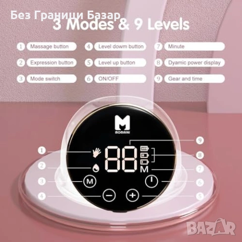 Нова Безжична помпа за кърма Hands Free, тиха, 3 режима, LED дисплей, снимка 2 - Помпи за кърма - 53072206