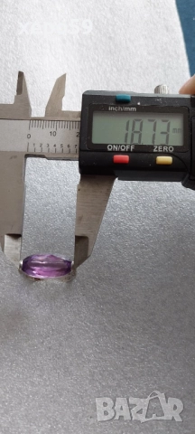 Прекрасен фирмен дизайнерски златен 18к пръстен с аметист и 26 диаманта(Poiray Paris) бяло злато, снимка 7 - Пръстени - 52217293