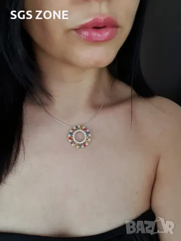 Сребърна Висулка с Топаз/Мултисапфир, снимка 3 - Колиета, медальони, синджири - 49870717