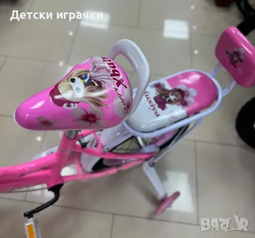 Велосипед с две седалки SIBOG, 14 цола, 3-5 г, светещи помощни колела, багажник, кош, розов, снимка 9 - Велосипеди - 50074636