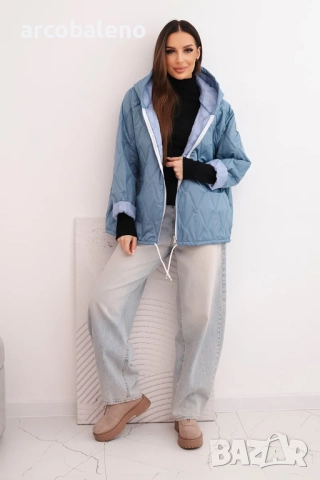 Дамско пролетно ватирано яке с качулка и цип, 9цвята , снимка 10 - Якета - 52869834