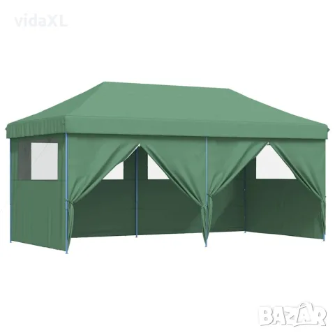 vidaXL Сгъваема парти шатра pop-up с 4 странични стени зелена, снимка 8 - Къмпинг мебели - 56147418