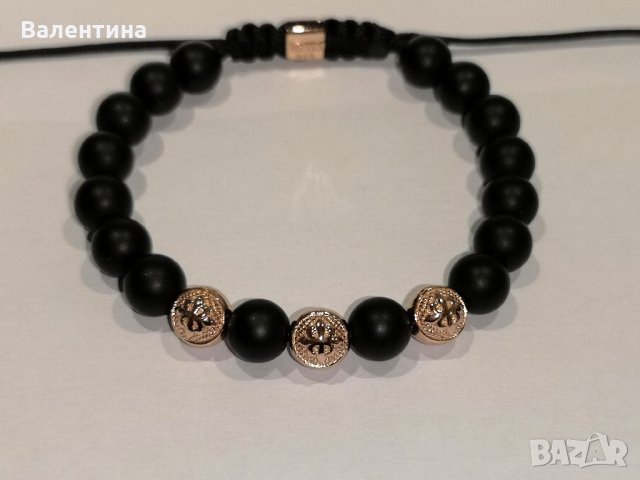 Мъжка, дамска гривна от 925 сребърени елементи с розово злато, снимка 1