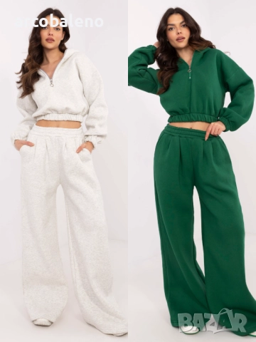 Дамски комплект от две части с цип на деколтето, 2цвята 