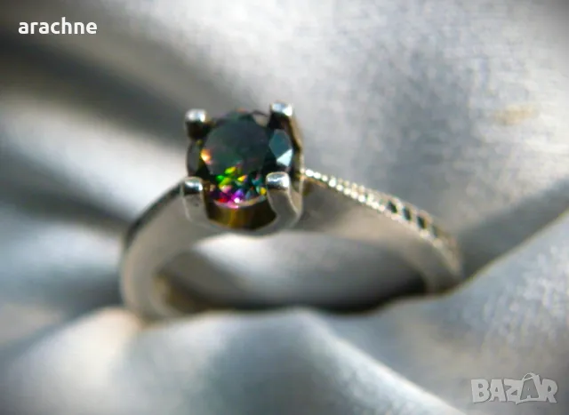 Сребърен пръстен с мистик топаз, снимка 4 - Пръстени - 48905341