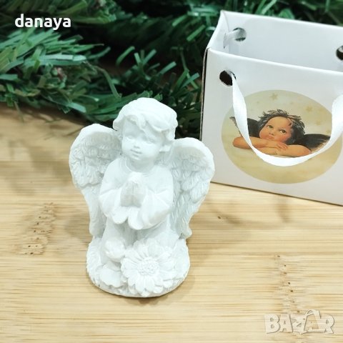 4251 Мини фигурка Ангелче с цветя в подаръчка торбичка, снимка 4 - Декорация за дома - 42859567
