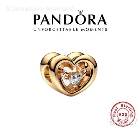 Сребърен талисман Pandora 925 Radiant Heart & Floating Stone Charm, снимка 1