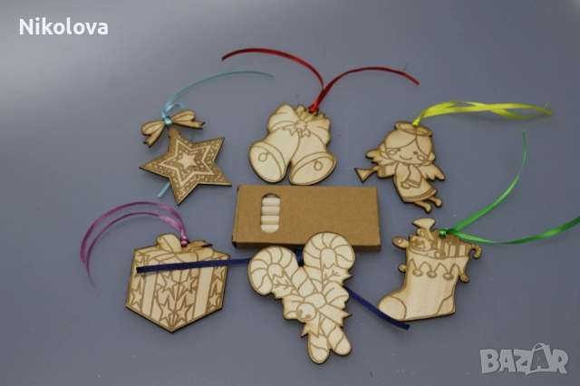 Сет от 6 коледни фигурки за оцветяване с цветни моливи – творчески комплект, снимка 5 - Други - 52276454