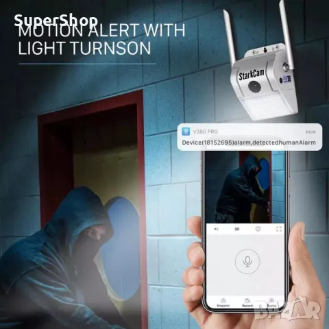 2в1 Промо ICSEE 5mpx Камера с Лед Прожектор + подарък 64gb карта, снимка 5 - IP камери - 47636823