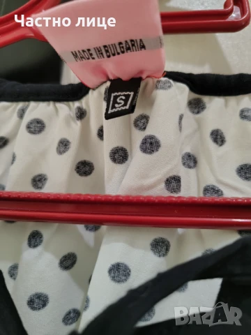 Продавам блуза бяла на черни точки от памук и еластан, снимка 3 - Блузи с дълъг ръкав и пуловери - 50833584