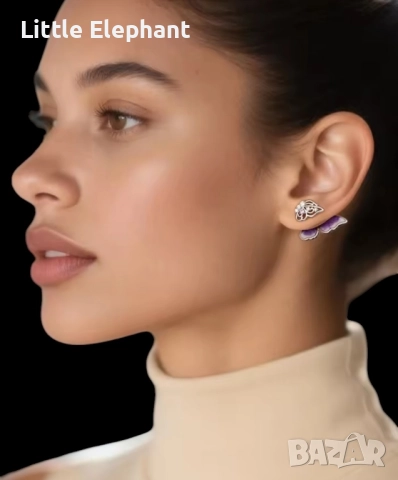 Сребърни обеци 2 в 1,back and front,пеперуди"Luminous"/нови