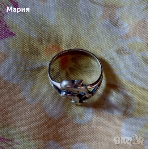 Сребърен пръстен с делфини, снимка 3 - Пръстени - 53056700