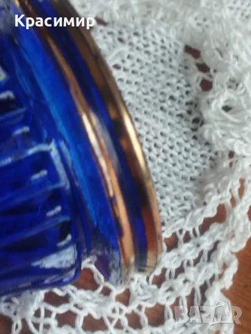 Walther Glas 2 вази от кобалтово синьо пресовано стъкло  70-те години , снимка 4 - Антикварни и старинни предмети - 48235893