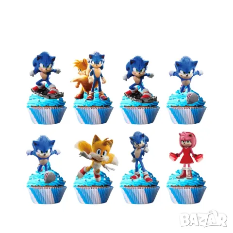 Топери Соник, Sonic 24бр, топри за торта, топери за хапки