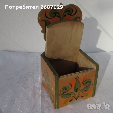 Дървена стара кутия за стена с капак, снимка 8 - Антикварни и старинни предмети - 29729469