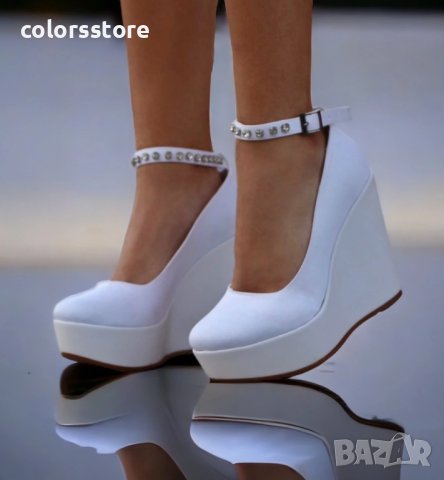 Обувки на платформа - бели - SL47, снимка 2 - Дамски ежедневни обувки - 42454075