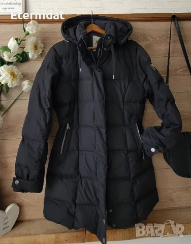 Черно зимно яке с качулка гъши пух VANNICCI 