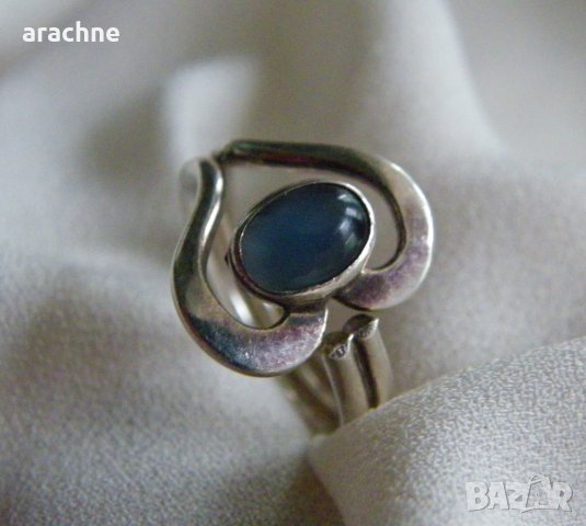 Сребърен пръстен с аквамарин, снимка 7 - Пръстени - 30864432