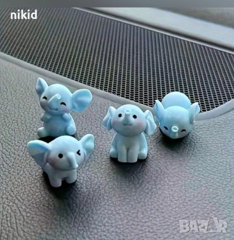4 бр слончета син слон пластмасови малки фигурки фигурка за украса декорация, снимка 5 - Фигурки - 51435993