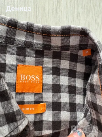 Мъжка карирана риза Hugo Boss Orange 100% Памук (Размер M), снимка 3 - Ризи - 55832139