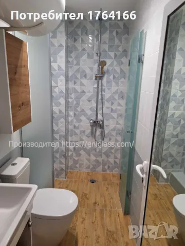 Стъклена душ кабина с плъзгащ механизъм и матирани стъкла за баня , снимка 2 - Душ кабини и вани - 47691654