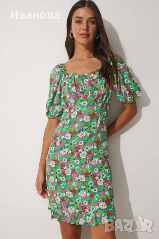 Къса лятна флорална рокличка/рокля, снимка 1
