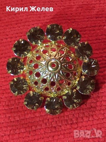 ПОЗЛАТЕНА с КАМЪНИ ЦИТРИН ФИЛИГРАННА РЕТРО АРТ БРОШКА 4959, снимка 10 - Антикварни и старинни предмети - 30436208