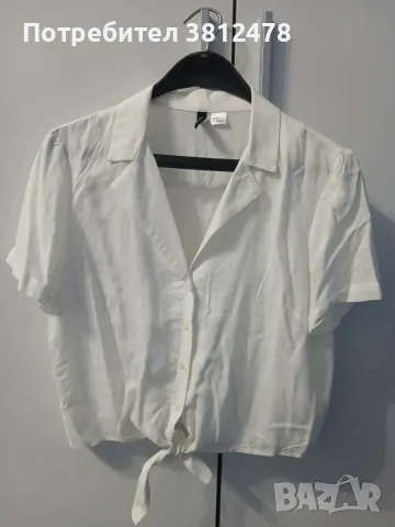 H&M - Бяла дамска риза с къс ръкав 