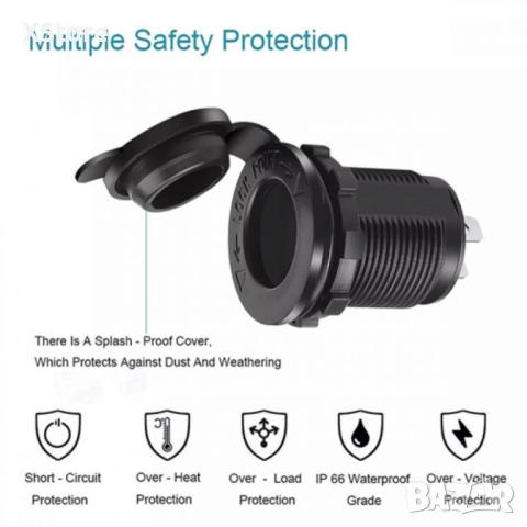 Женско гнездо за вграждане за авто запалка 20A, 12V/24V, прахоустойчиво, с капак, снимка 3 - Запалки - 50658366