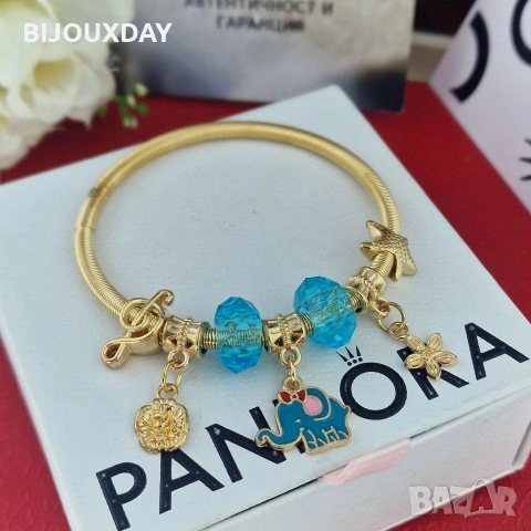 дамска гривна на мъдростта и дълголетието със слонче и сини камъни от стомана