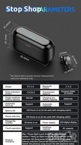 Безжични слушалки Bluetooth wireless headset , снимка 2 - Bluetooth слушалки - 37309073