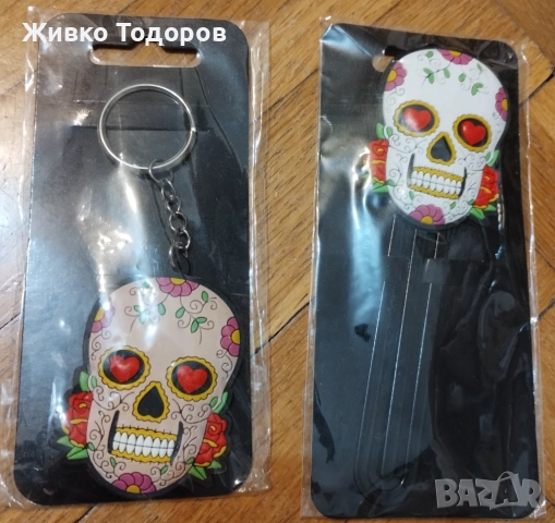 Sugar Skulls /Calavera de azúcar Книгоразделител,ключодържател и поставка с щипка за бележки, снимка 4 - Декорация за дома - 51498713