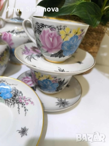 Руски порцелан ЛФЗ сервиз за чай , снимка 4 - Сервизи - 51727753