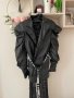 Ново кожено черно сако блейзер буфан ръкав Caramella Fashion , снимка 2