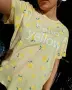 Тениска с лимони и надпис Hello Yellow в жълт цвят, снимка 2