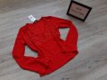 Нова червена блуза с пайети на намаление, снимка 1 - Блузи с дълъг ръкав и пуловери - 29469196