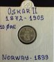 Монета Норвегия - 10 Йоре 1899 г. Крал Оскар II - Сребро