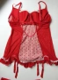 85-90 D червена корсетна нощничка с жартиери и подарък прашка, снимка 5