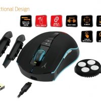 Мишка Геймърска Безжична и USB Gamdias Hades M1 Черна, 10800DPI 7Btns RGB Gaming mouse, снимка 2 - Клавиатури и мишки - 35357373