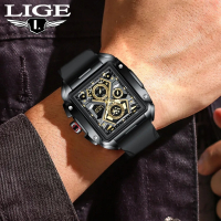 Мъжки часовник 8981с1 Lige силиконова каишка черен, снимка 1 - Мъжки - 44603463