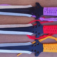 Ножове за хвърляне/кунай/-тип кама-3 броя и 3 цвята, снимка 4 - Ножове - 8909176