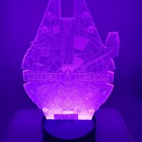 Star Wars Millennium Falcon 3d лампа настолна RGB , снимка 6 - Настолни лампи - 40412772