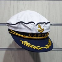 Нова бяла капитанска шапка CAPTAIN, Унисекс, снимка 4 - Шапки - 30240898