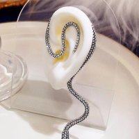 Удивително Красива Обеца за Ухо във Формата на Блестяща Змия в Сребрист Цвят КОД е262, снимка 7 - Обеци - 40724864