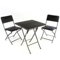 Комплект от маса с 2 стола, балкон комплект, поли ратан, черен комплект, бистро