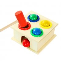 3568 Дървена играчка с топчета и чукче, снимка 1 - Образователни игри - 37816918
