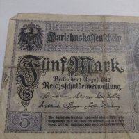 Райх банкнота - Германия - 5 марки / 1917 година- 17952, снимка 2 - Нумизматика и бонистика - 31019905