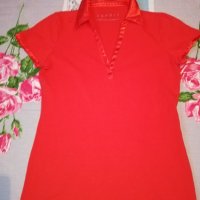  Червена блуза със сатенена яка Esprit р-р М , снимка 7 - Тениски - 31456586